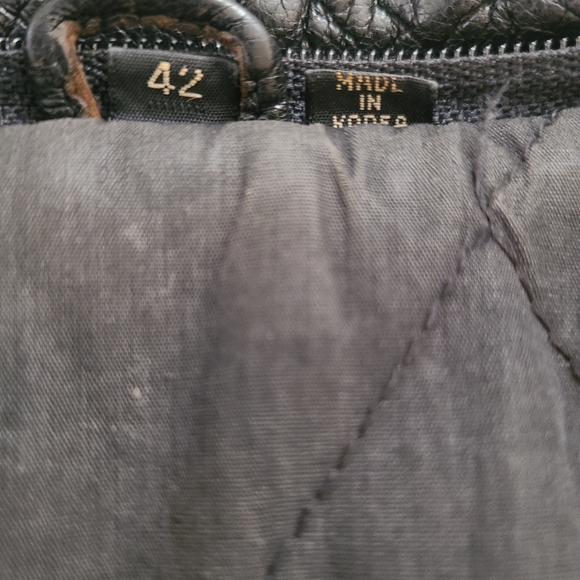 VTG 1984 Saxony Size 42 Black Motorcycle Bomber Genuine Leather Jacket - Picture 6 of 12